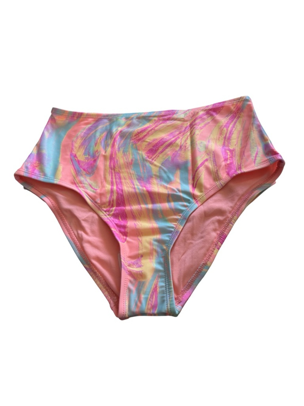 High Waist Swimsuit Bottoms in Pink & Multi-Color Marble NWOT